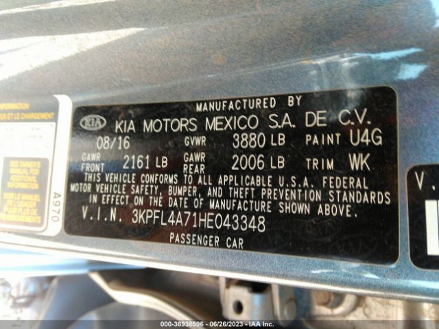 3KPFL4A71HE043348 KIA FORTE S