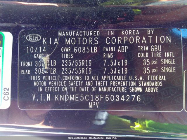 KNDME5C18F6034276 KIA Sedona Sx-l