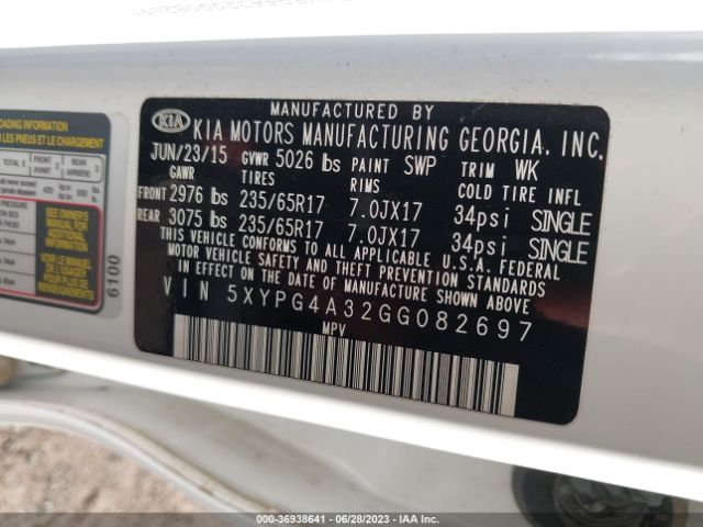 5XYPG4A32GG082697 KIA SORENTO LX