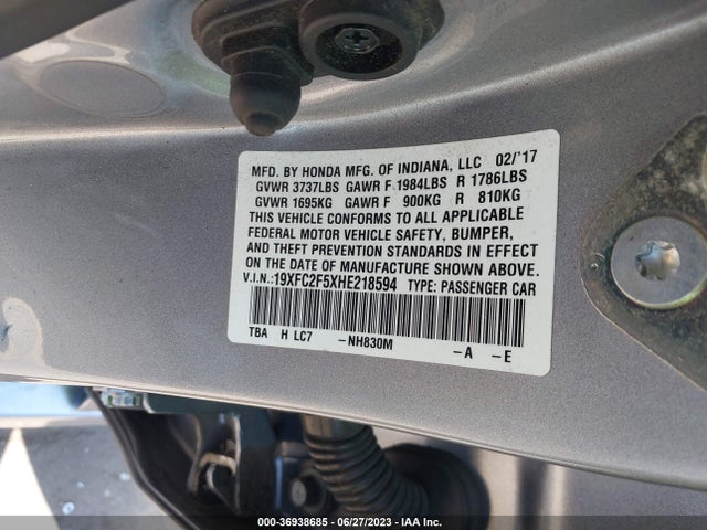 Honda Civic Sedan Lx 2017 19XFC2F5XHE218594 Image 15