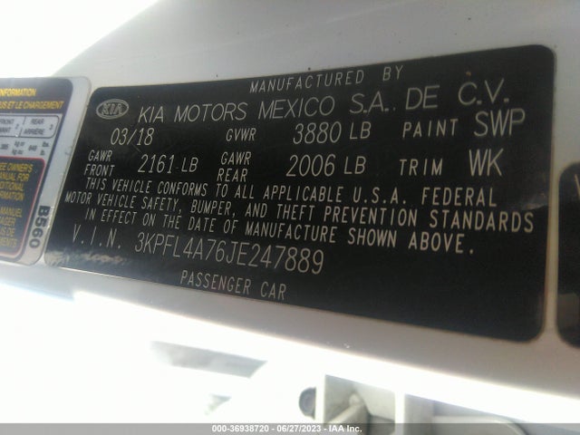 KIA FORTE LX 2018 3KPFL4A76JE247889 Image 14
