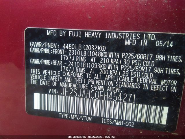 JF2SJAHC0FH454271 Subaru Forester 2.5i Limited