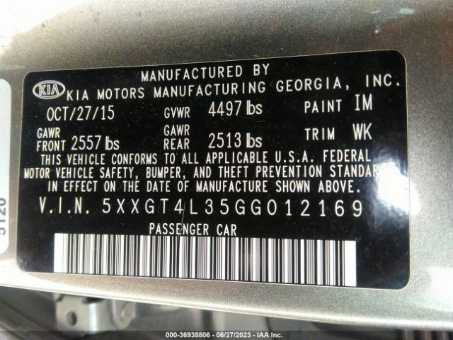 5XXGT4L35GG012169 KIA Optima Lx