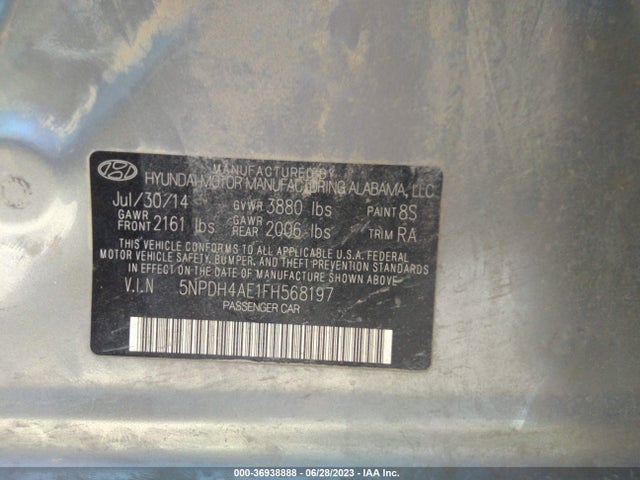Hyundai ELANTRA SE 2015 5NPDH4AE1FH568197 Image 9