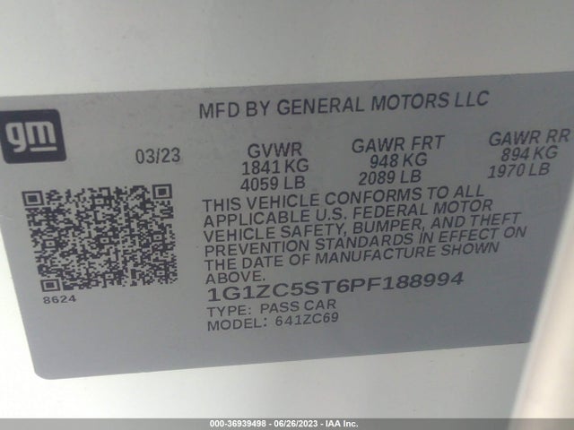 Chevrolet MALIBU LS 2023 1G1ZC5ST6PF188994 Image 15