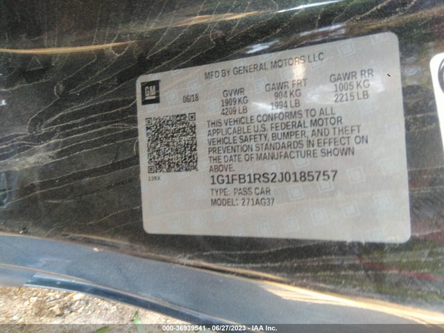 Chevrolet Camaro 1lt 2018 1G1FB1RS2J0185757 Image 9