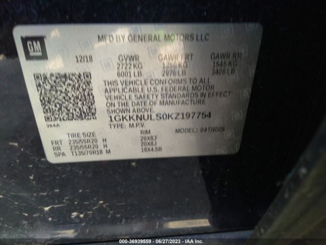1GKKNULS0KZ197754 GMC ACADIA SLT