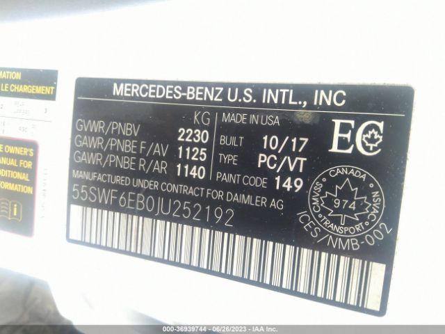 55SWF6EB0JU252192 Mercedes-Benz Amg C 43 4matic