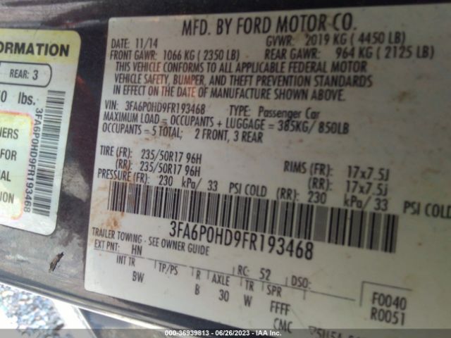 3FA6P0HD9FR193468 Ford FUSION SE