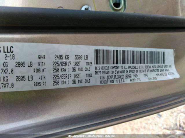 1C4PJMLX7KD119266 Jeep Cherokee Latitude Plus