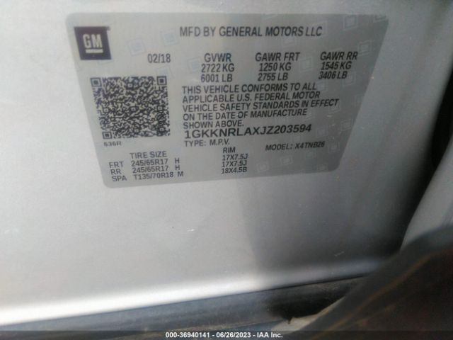 1GKKNRLAXJZ203594 GMC ACADIA SLE