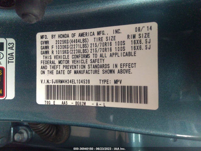 Honda CR-V LX 2014 5J6RM4H34EL104539 Image 9
