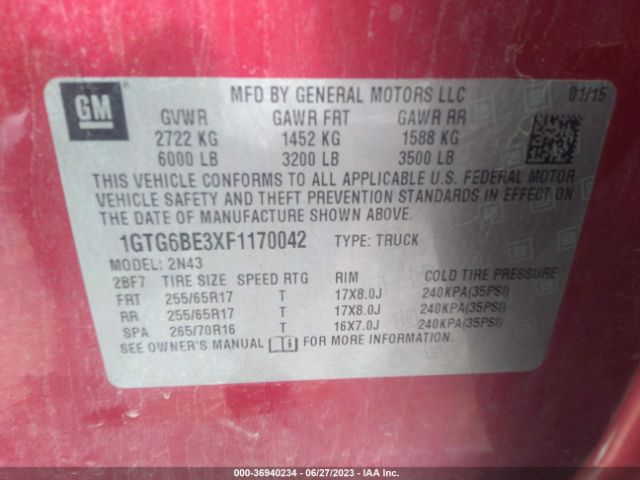 1GTG6BE3XF1170042 GMC Canyon 4wd Sle