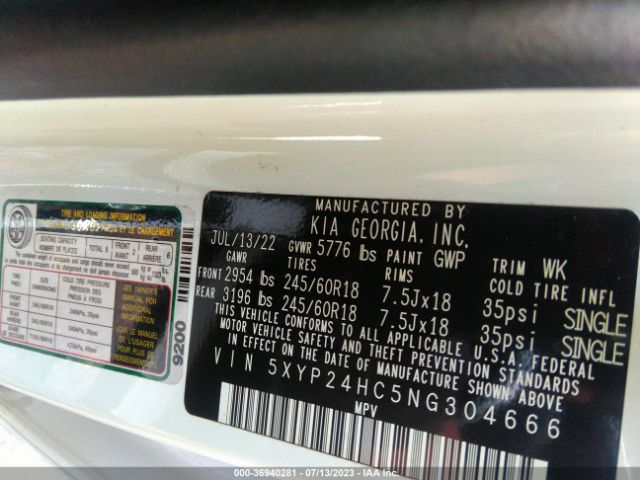 5XYP24HC5NG304666 KIA Telluride Lx