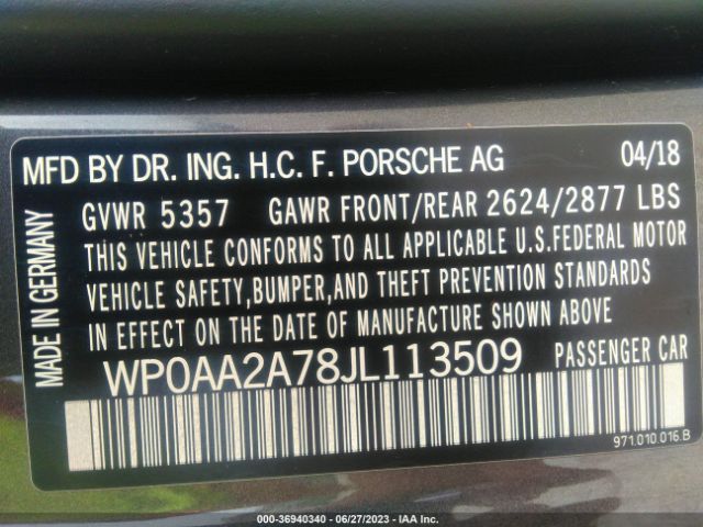 WP0AA2A78JL113509 Porsche Panamera