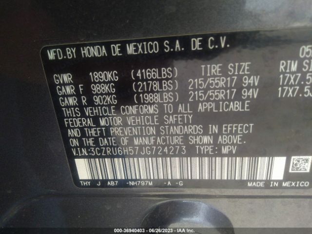3CZRU6H57JG724273 Honda HR-V EX