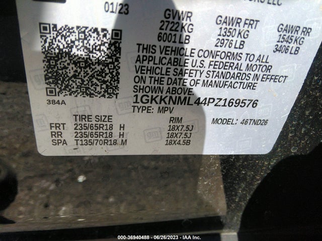 2023 GMC ACADIA SLT VIN: 1GKKNML44PZ169576