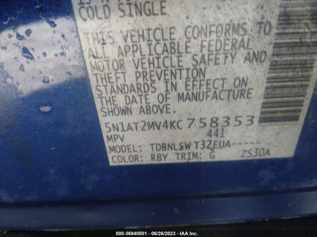 Nissan Rogue Sl 2019 5N1AT2MV4KC758353 Image 15