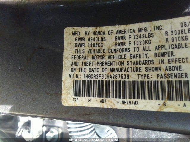 Honda Accord Sedan Lx 2017 1HGCR2F30HA287539 Image 9