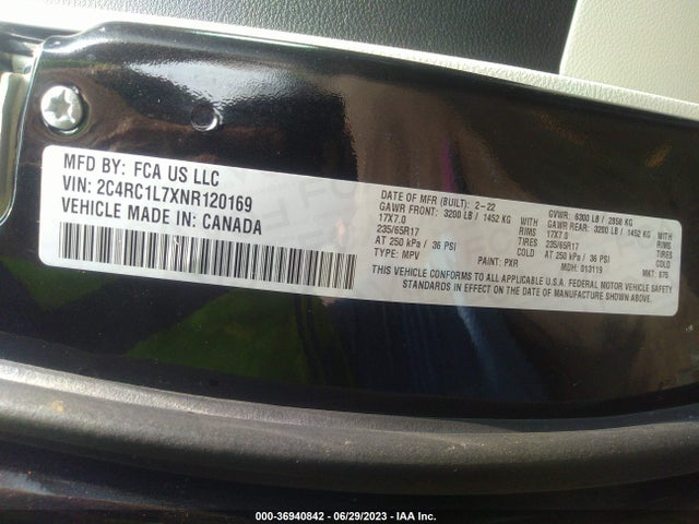 2022 Chrysler Pacifica Hybrid, VIN: 2C4RC1L7XNR120169