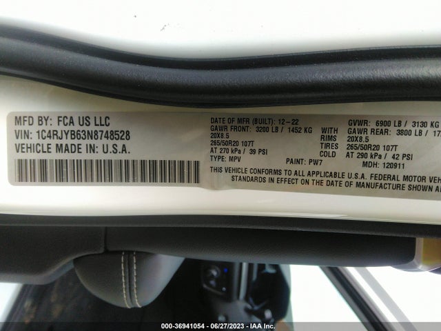 2022 Jeep Grand Cherokee, VIN: 1C4RJYB63N8748528