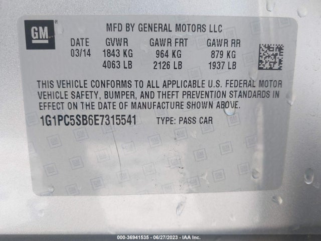 Chevrolet Cruze 1lt 2014 1G1PC5SB6E7315541 Image 9