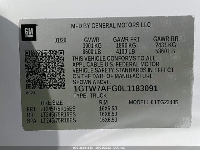 1GTW7AFG0L1183091 GMC SAVANA CARGO VAN