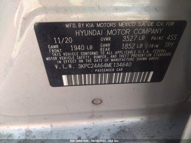 Hyundai ACCENT SE 2021 3KPC24A64ME134640 Image 9