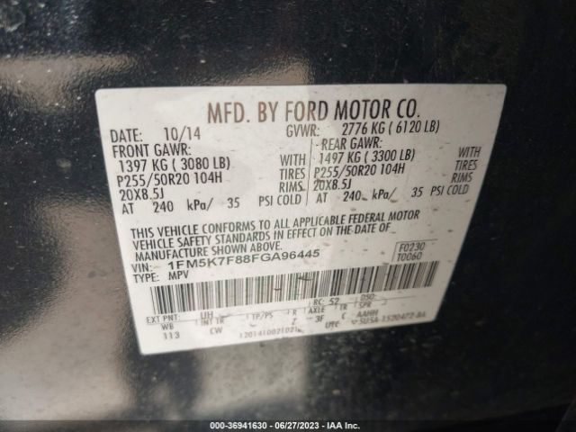 1FM5K7F88FGA96445 Ford Explorer Limited
