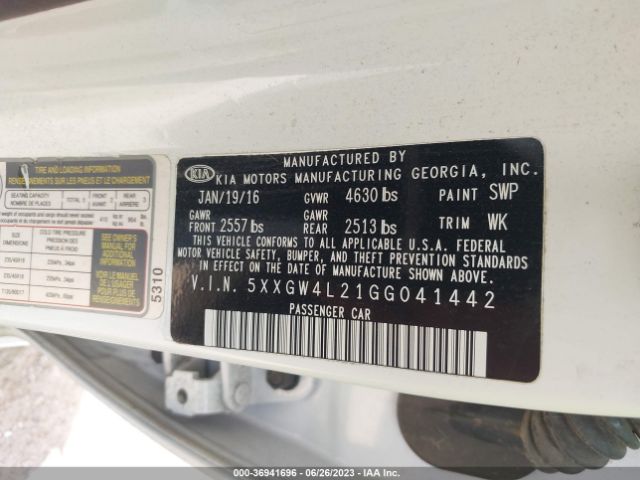5XXGW4L21GG041442 KIA Optima Sx Turbo