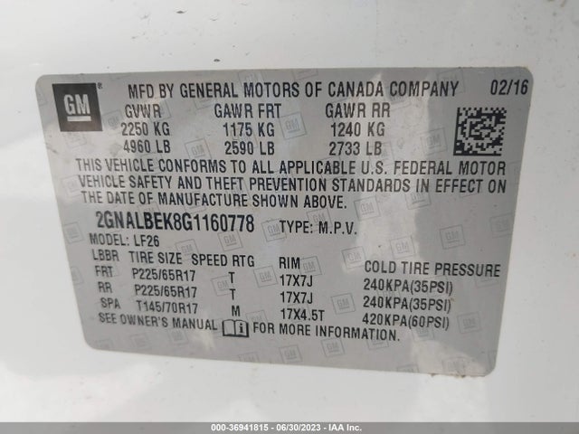 Chevrolet EQUINOX LS 2016 2GNALBEK8G1160778 Image 9