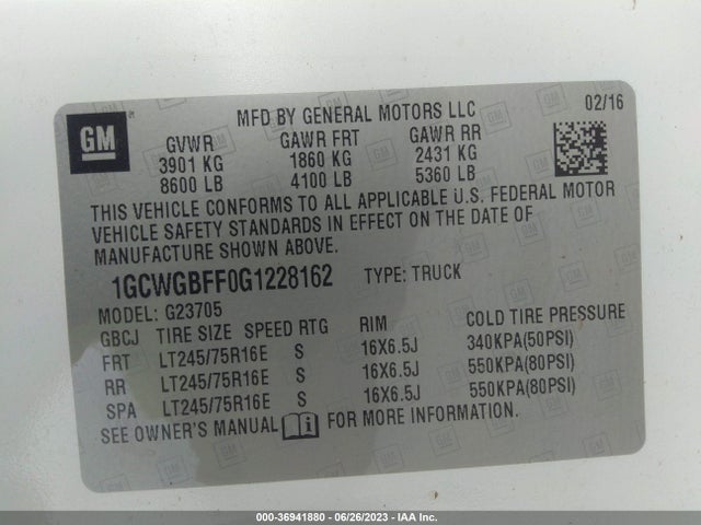 Chevrolet EXPRESS CARGO VAN 2016 1GCWGBFF0G1228162 Image 9