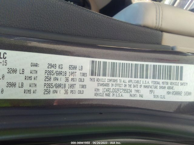 1C4RDJDG2FC795634 Dodge DURANGO LIMITED
