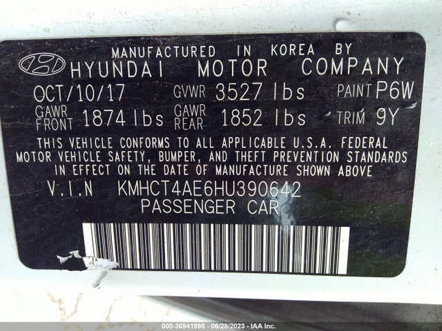 Hyundai ACCENT SE 2017 KMHCT4AE6HU390642 Image 9