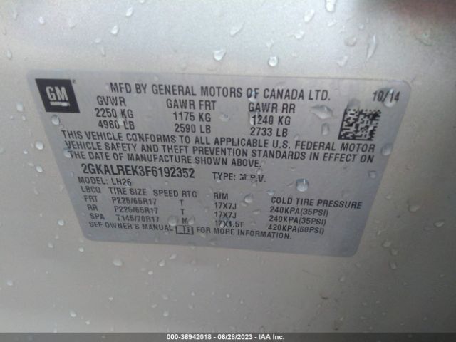 2GKALREK3F6192352 GMC Terrain Sle