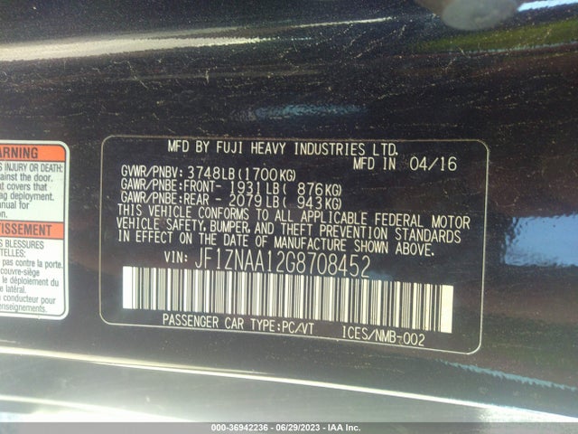 2016 Toyota GR 86, VIN: JF1ZNAA12G8708452