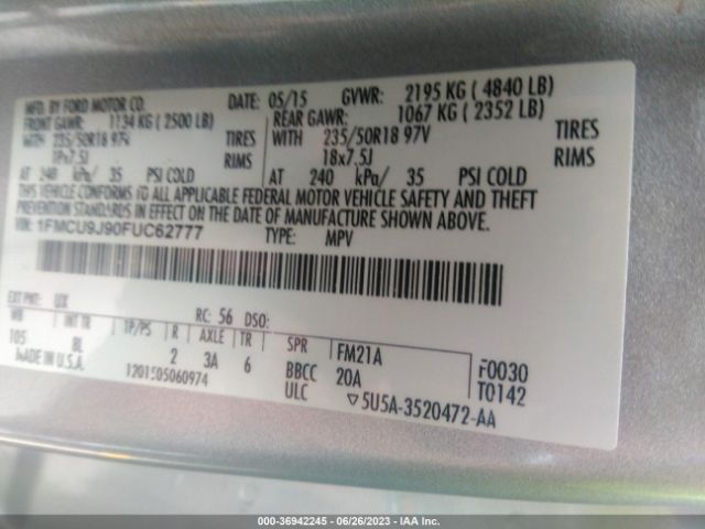 2015 FORD ESCAPE 1FMCU9J90FUC62777 Photo 8