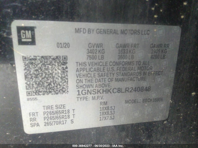 Chevrolet Suburban Lt 2020 1GNSKHKC8LR240848 Image 8
