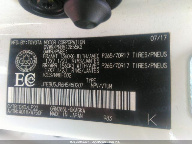 JTEBU5JR6H5480207 Toyota 4runner Trd Pro