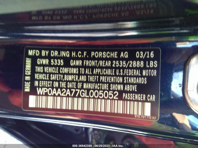 2016 PORSCHE PANAMERA WP0AA2A77GL005052 Photo 8