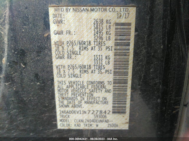 Nissan Frontier Sv V6 2018 1N6AD0EV1JN727842 Image 9
