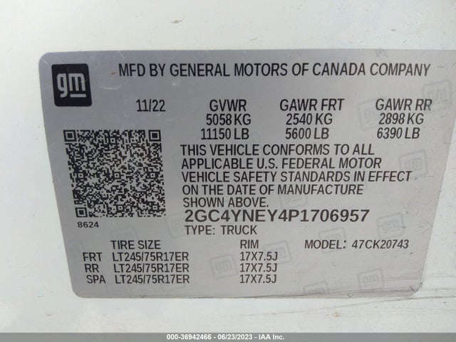 2023 Chevrolet Silverado 2500, VIN: 2GC4YNEY4P1706957