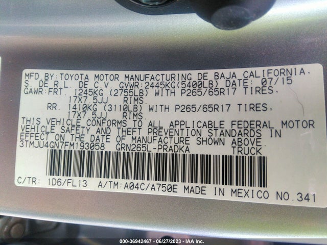 Toyota Tacoma Prerunner 2015 3TMJU4GN7FM193058 Image 16