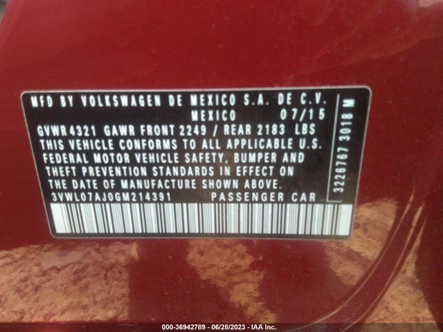 3VWL07AJ0GM214391 Volkswagen Jetta Sedan 1.8t Sel