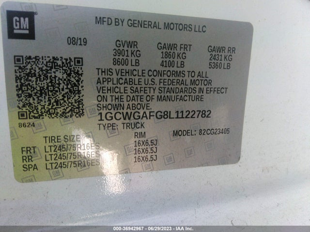 Chevrolet EXPRESS CARGO VAN 2020 1GCWGAFG8L1122782 Image 9