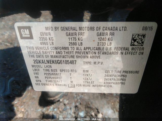 2GKALNEK6G6105487 GMC Terrain Sle