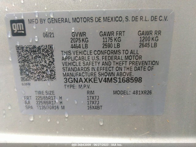 Chevrolet EQUINOX LT 2021 3GNAXKEV4MS168598 Image 9