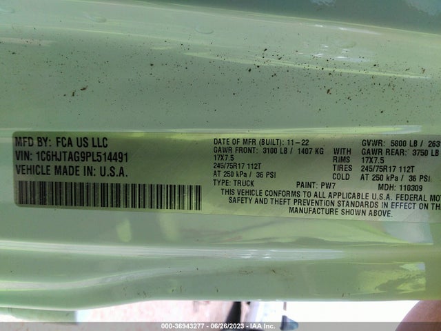 Jeep Gladiator Sport S 2023 1C6HJTAG9PL514491 Image 9