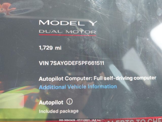 7SAYGDEF5PF661511 Tesla Model Y Performance