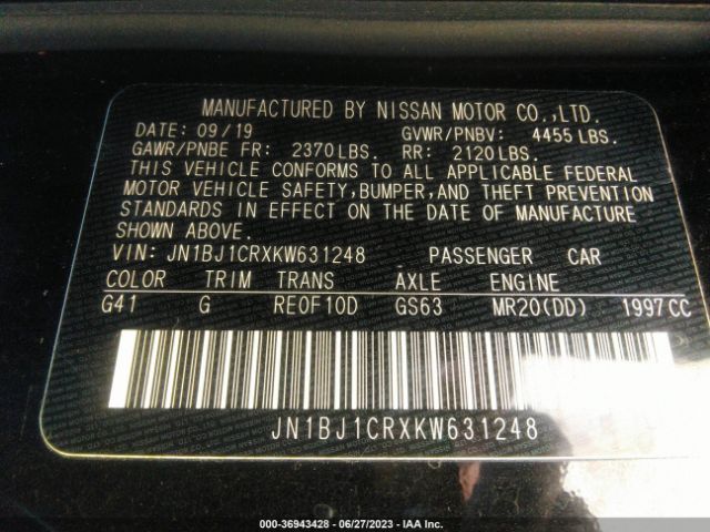 JN1BJ1CRXKW631248 Nissan Rogue Sport Sv